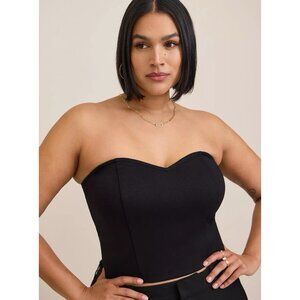 Torrid Ponte Sweetheart Tube Top (Plus Size 4X) Black Back Zip Strapless Stretch